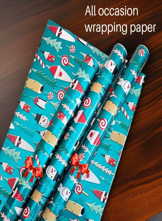 TERA13 5 Sheets Merry Christmas Theme Wrapping Paper Sheets, Perfect For Wrapping Gifts For Your Loved Ones, 20 x 28 Inches, Ideal For Birthday, Christmas, Festive Occasions And Home Decor - Image 3